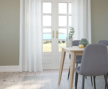 Fehér színű ORUST függöny egy szobában