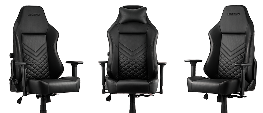 Fekete gamer szék különböző szögekből